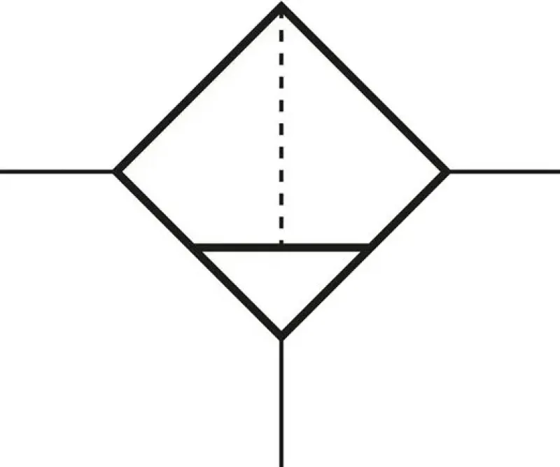 Schaltsymbol Aventics Filter Serie Futura Baureihe 1 mit transparentem Kondensatbehälter